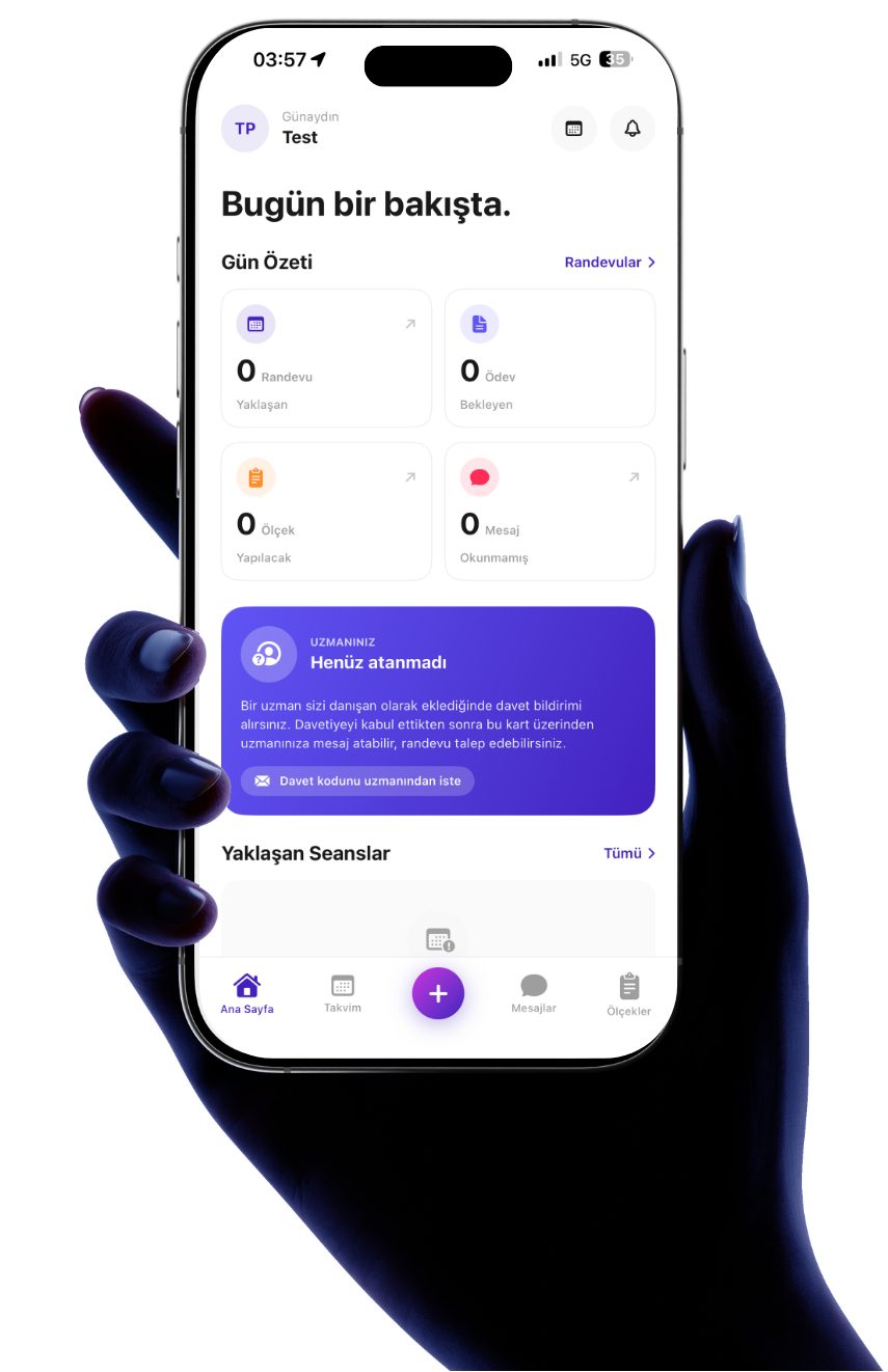 Clinisyn danışan uygulaması — telefon mockup